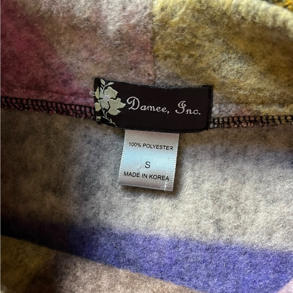 Damee Jacket Womens Small Swing Coat Artsy Fun Big Button 3/4 Sleeves Patchwork✅ - Picture 3 of 4